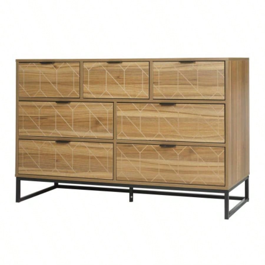 Modern Drawer Dresser Wood Cabinet Walnut