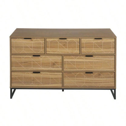 Modern Drawer Dresser Wood Cabinet Walnut