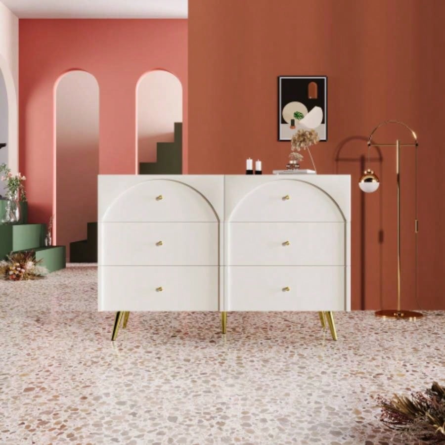 Modern metal leg double drawer dressing table, combining high - quality wood and metal, simple style, multifunctional dressing table, suitable bedroom, living room, and office use