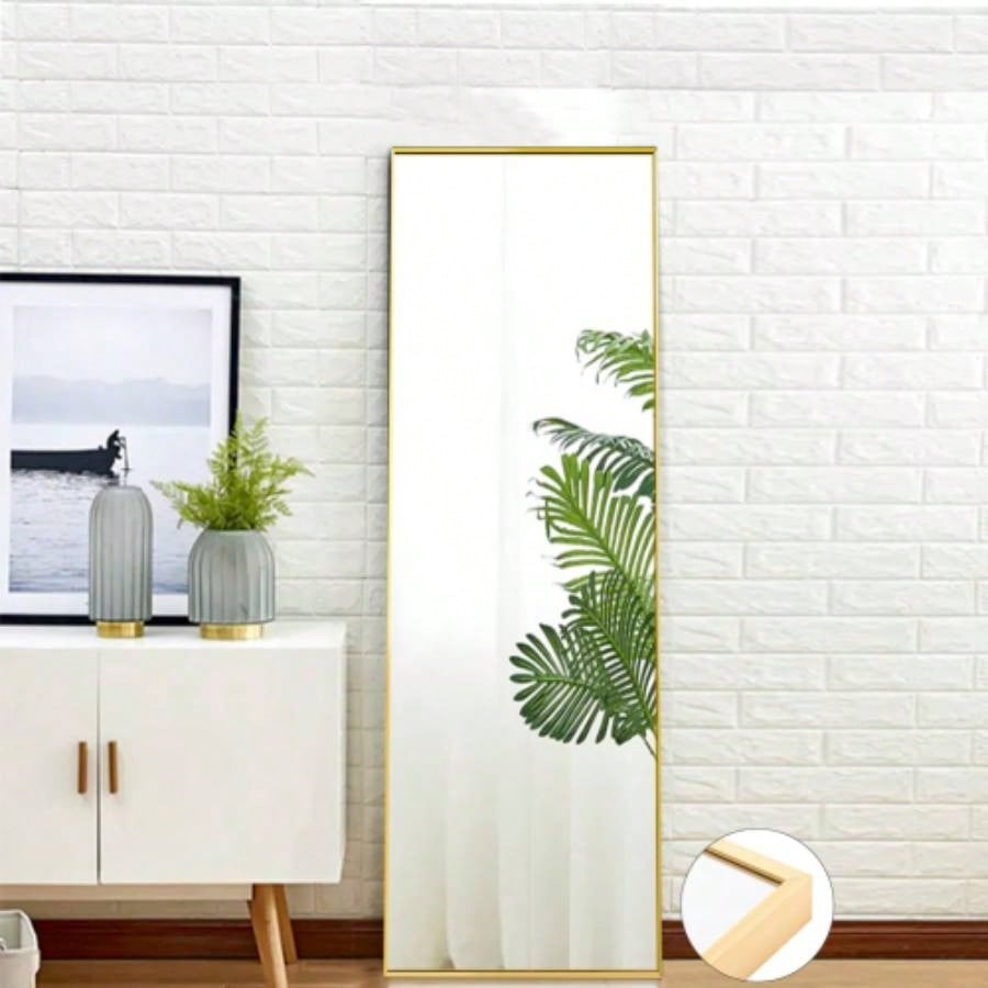 Tempered mirror 59x 16 Tall Full Length Mirror with Stand, Gold Wall Mounting Full Body Mirror, Metal Frame Full - Length Mirror Living Room, Bedroom