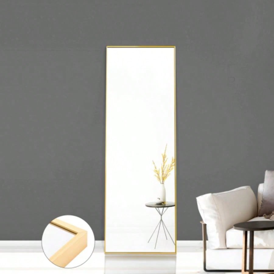 Tempered mirror 59x 16 Tall Full Length Mirror with Stand, Gold Wall Mounting Full Body Mirror, Metal Frame Full - Length Mirror Living Room, Bedroom