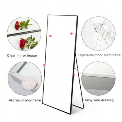 Tempered mirror 59x 16 Tall Full Length Mirror with Stand, Gold Wall Mounting Full Body Mirror, Metal Frame Full - Length Mirror Living Room, Bedroom