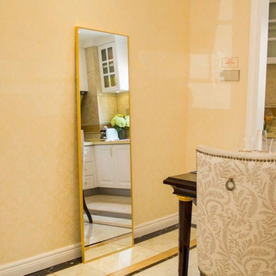 Tempered mirror 59x 16 Tall Full Length Mirror with Stand, Gold Wall Mounting Full Body Mirror, Metal Frame Full - Length Mirror Living Room, Bedroom