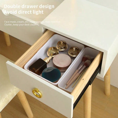 Vanity Desk Set with LED Lighted Mirror Power Outlet, Flip Top Makeup Vanity Table with Drawers Cabinet, Bedroom, Bathroom,