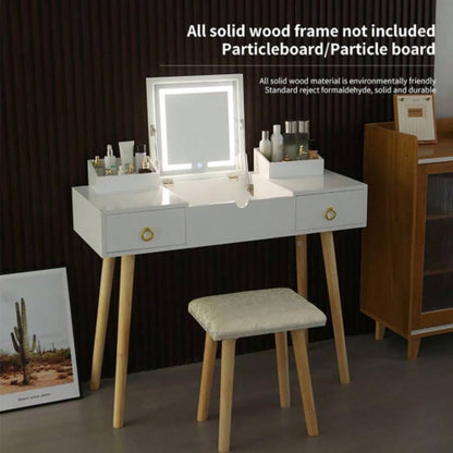 Vanity Desk Set with LED Lighted Mirror Power Outlet, Flip Top Makeup Vanity Table with Drawers Cabinet, Bedroom, Bathroom,