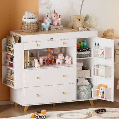 Changing Table Modern Dresser with Wide Table Top, 3Drawers, White Drawer Dresser