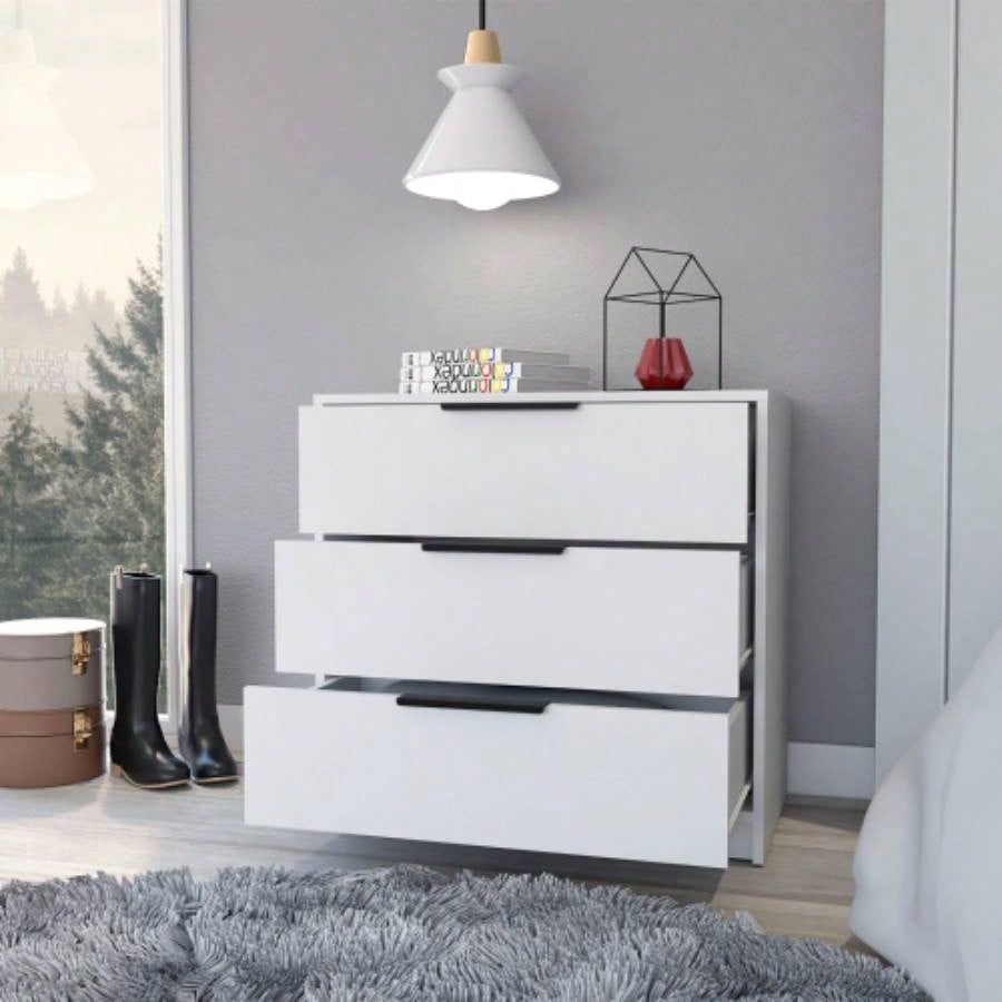 Dresser 27H, 3 Drawers Dresser, Superior Top, White