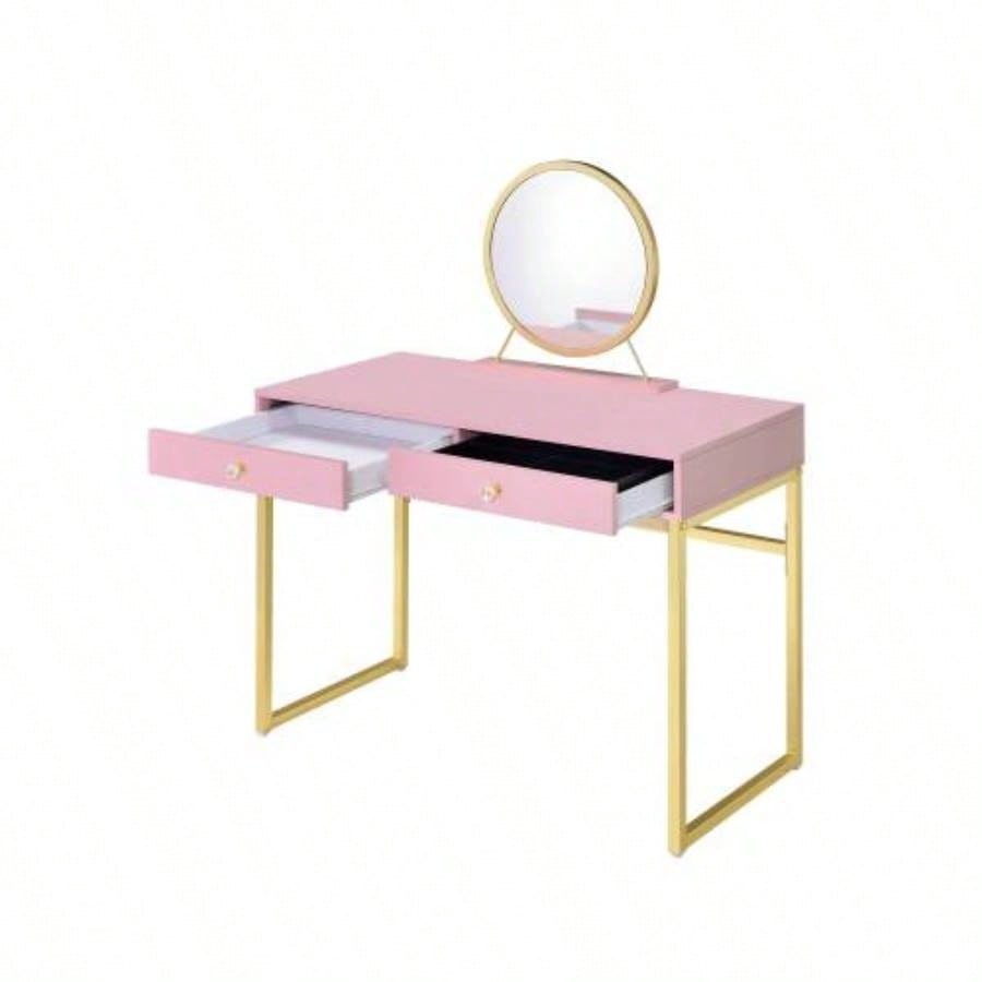 Coleen White Gold Vanity Desk/Mirror Jewelry Tray