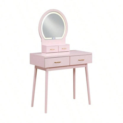 Beautiful Pink Vanity Dresser with Mirror and Stool Set Storage Drawers Bedroom Furniture 1pc
