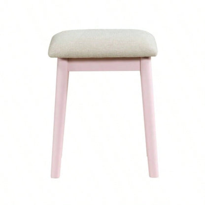 Beautiful Pink Vanity Dresser with Mirror and Stool Set Storage Drawers Bedroom Furniture 1pc
