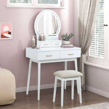 Beautiful Pink Vanity Dresser with Mirror and Stool Set Storage Drawers Bedroom Furniture 1pc