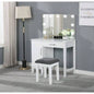Elijah White and Dark Vanity Set with Lighting and Stool