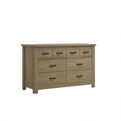 Finn 51 Coffee Gray Oak Dresser with 6 Drawers and Black Handles
