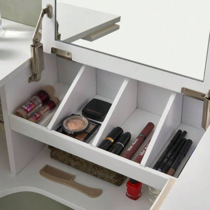 Wall Mount Ledge/ Vanity Mirror - Transitional Style - White
