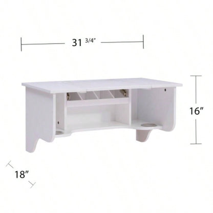 Wall Mount Ledge/ Vanity Mirror - Transitional Style - White