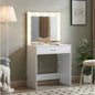 Vanity Desk with Mirror and Lights, Dressing Table with Large Drawer, 1 Level Storage Dresser 3 Lighting Modes Adjustable Brightness, Suitable BedroomWhite