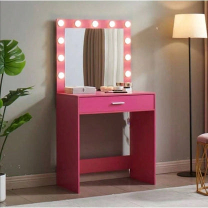Vanity Desk with Mirror and Lights, Dressing Table with Large Drawer, 1 Level Storage Dresser 3 Lighting Modes Adjustable Brightness, Suitable BedroomWhite