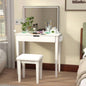 Vanity Desk Set With Mirror Makeup, Makeup Table With 1 Drawer Storage Cosmetics, Vanity Dressing Table Bedroom With Dimmable LED Light With Stool, White