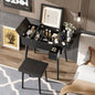 27.9 Black Makeup Vanity Desk with Flip Top Mirror and LED Light, Dressing Table with Charging Station, 2 Drawers and Fold - up Panel, Vanity Set with Cushioned Stool Bedroom