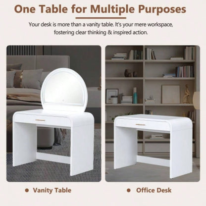 39 Makeup Vanity Table with Mirror Screen Lighted Mirror, Dressing Table with Drawer Bedroom, White