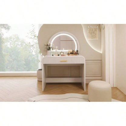 39 Makeup Vanity Table with Mirror Screen Lighted Mirror, Dressing Table with Drawer Bedroom, White