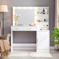 Vanity Desk with Mirror and Lights, 46.4IN Dressing Table with 2 Large DrawerLarge Vertical Organizer, 3 Level Dresser 3 Lighting Modes Adjustable Brightness, Suitable BedroomBlack