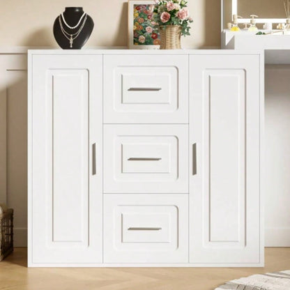 59 Makeup Vanity Desk with Mirror, Vanity Mirror with Lights, Dressing Table with 3 Drawers and 2 Cabinets, Vanity Table with Storage Shelves Bedroom, White