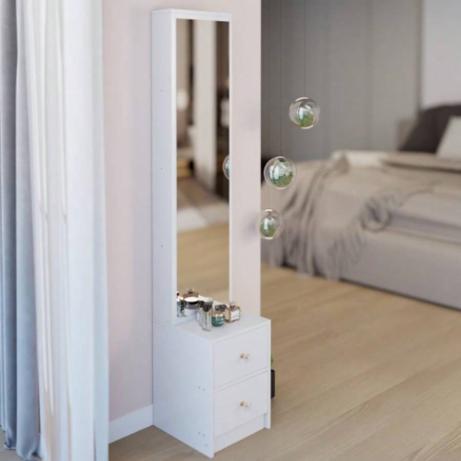 Length 11.8x Width 15. Height 63 Simple Stylish Dressing Mirror Cabinet, Full Body Mirror Cabinet, Large Mirror, Multi Layer High Capacity Storage, Use Alone or In Conjunction With Vanity