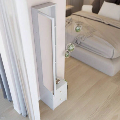 Length 11.8x Width 15. Height 63 Simple Stylish Dressing Mirror Cabinet, Full Body Mirror Cabinet, Large Mirror, Multi Layer High Capacity Storage, Use Alone or In Conjunction With Vanity