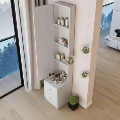 Length 11.8x Width 15. Height 63 Simple Stylish Dressing Mirror Cabinet, Full Body Mirror Cabinet, Large Mirror, Multi Layer High Capacity Storage, Use Alone or In Conjunction With Vanity