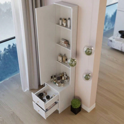 Length 11.8x Width 15. Height 63 Simple Stylish Dressing Mirror Cabinet, Full Body Mirror Cabinet, Large Mirror, Multi Layer High Capacity Storage, Use Alone or In Conjunction With Vanity