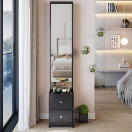 Length 11.8x Width 15. Height 63 Simple Stylish Dressing Mirror Cabinet, Full Body Mirror Cabinet, Large Mirror, Multi Layer High Capacity Storage, Use Alone or In Conjunction With Vanity