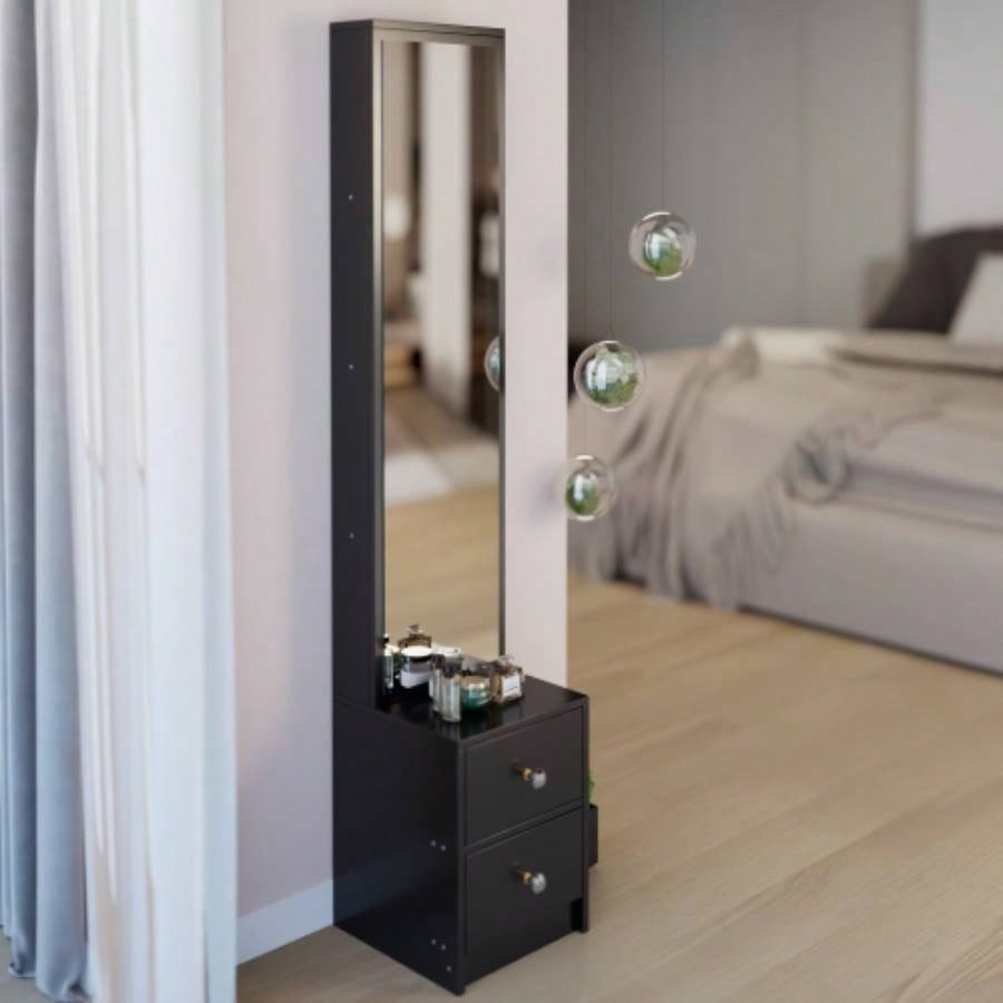 Length 11.8x Width 15. Height 63 Simple Stylish Dressing Mirror Cabinet, Full Body Mirror Cabinet, Large Mirror, Multi Layer High Capacity Storage, Use Alone or In Conjunction With Vanity
