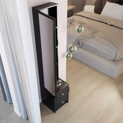 Length 11.8x Width 15. Height 63 Simple Stylish Dressing Mirror Cabinet, Full Body Mirror Cabinet, Large Mirror, Multi Layer High Capacity Storage, Use Alone or In Conjunction With Vanity
