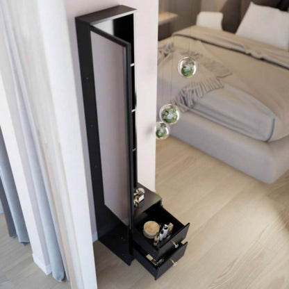 Length 11.8x Width 15. Height 63 Simple Stylish Dressing Mirror Cabinet, Full Body Mirror Cabinet, Large Mirror, Multi Layer High Capacity Storage, Use Alone or In Conjunction With Vanity