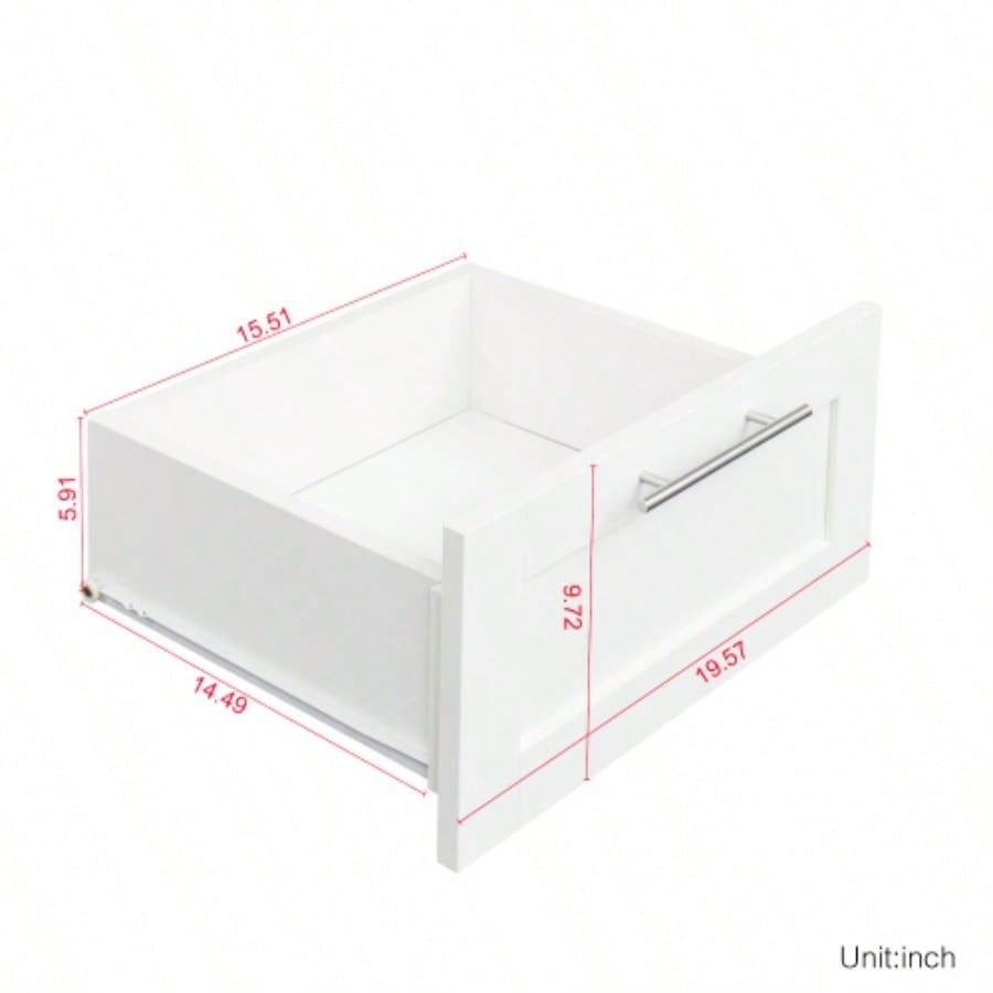 High wardrobe and kitchen cabinet with 2 doors, 2 drawers and 5 storage spaces, white