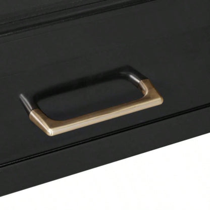Elegant Vanity Makeup Table Chair Set, Modern Dressing Table with Organizer, Writing Desk, Charging Port, Black