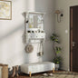 Floating Makeup Vanity with Big Mirror, Wall - Mounted Storage Vanity with Drawers, Pockets Hooks, Space - Saving Decorative Home Organizer Small Space, White