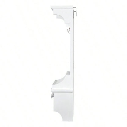 Floating Makeup Vanity with Big Mirror, Wall - Mounted Storage Vanity with Drawers, Pockets Hooks, Space - Saving Decorative Home Organizer Small Space, White