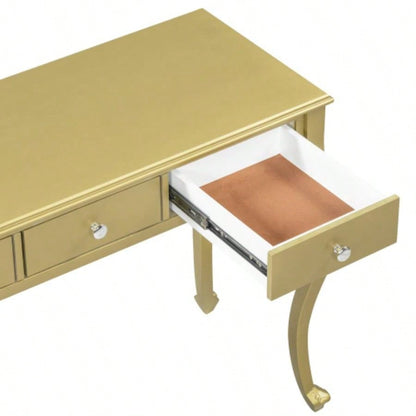 Luxury Makeup Vanity Desk with Oval Mirror, 3 - Drawer Dressing Table Jewelry Storage, Elegant Console Table Entryway, Living Room Bedroom, Stylish Home Decor, Gold
