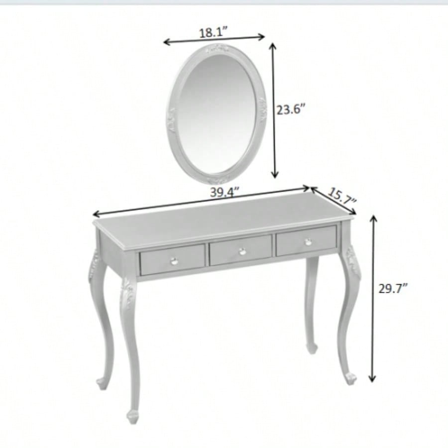 Luxury Makeup Vanity Desk with Oval Mirror, 3 - Drawer Dressing Table Jewelry Storage, Elegant Console Table Entryway, Living Room Bedroom, Stylish Home Decor, Gold