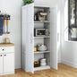 High wardrobe and kitchen cabinet with 2 doors and 3 partitions to separate 4 storage spaces, White