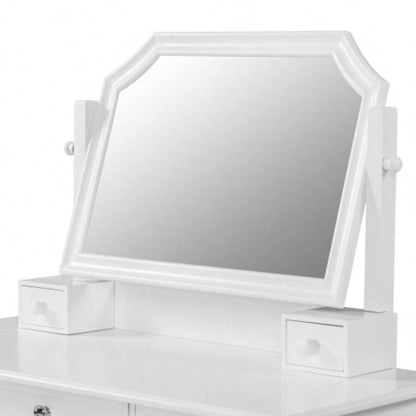 44.4 Makeup Vanity Desk with Large Adjustable Mirror, Dressing Table Set with Drawer Cabinet, Space - Saving Beauty Station Bedroom, White