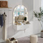 Floating Makeup Vanity Desk with Mirror 3 - Color Lights, Wall Dressing Table with Power Outlet, Compact vanity, Large Storage, White