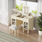 2 - in - 1 Vanity Desk with Flip - Top Mirror, Dressing Table Set with Drawer Cabinet, Multi - Functional Computer Writing Desk Study, Dressing Room, Bedroom, Living Room, White Oak