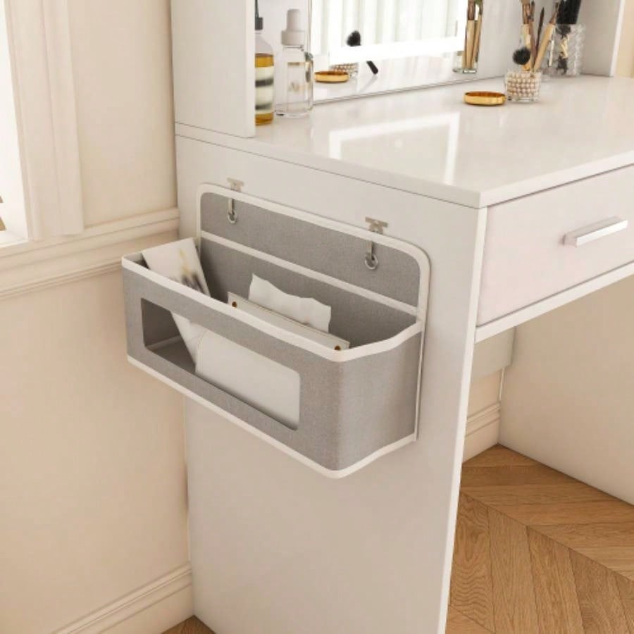 LED Mirror Vanity Dressing Table with Lights Women Girls - 3 - Color Adjustable Light Strips, 2 Large Drawers, Non - Woven Storage Bag, Makeup Desk Bedroom Furniture