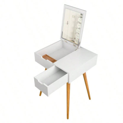Small Makeup Vanity Table, Dresser Desk with 2 Drawers, Flip Top Mirror Organizer, Makeup Dressing Table Bedroom, Dressing Room