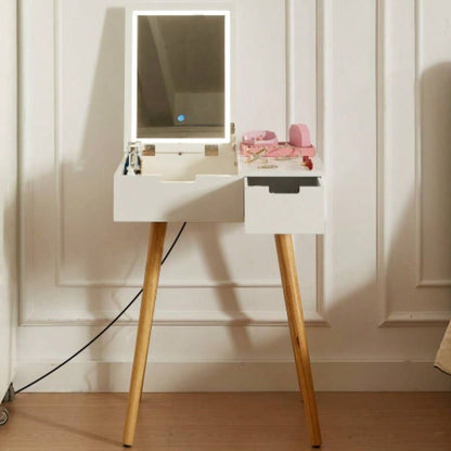 Small Makeup Vanity Table, Dresser Desk with 2 Drawers, Flip Top Mirror Organizer, Makeup Dressing Table Bedroom, Dressing Room