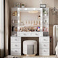 Vanity Desk with with Mirror and Lights, Makeup Vanity Table wwith Lighted Mirror Charging Station, Vanity Desk Dresser