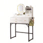 Vanity Desk with Lighted Mirror Power Outlet, Makeup Vanity Desk with Drawers and Cabinet, Sturdy Iron Bracket, Make up Vanity Table Bedroom, White
